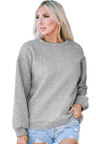 Cable Textured Drop Shoulder Pullover Sweatshirt