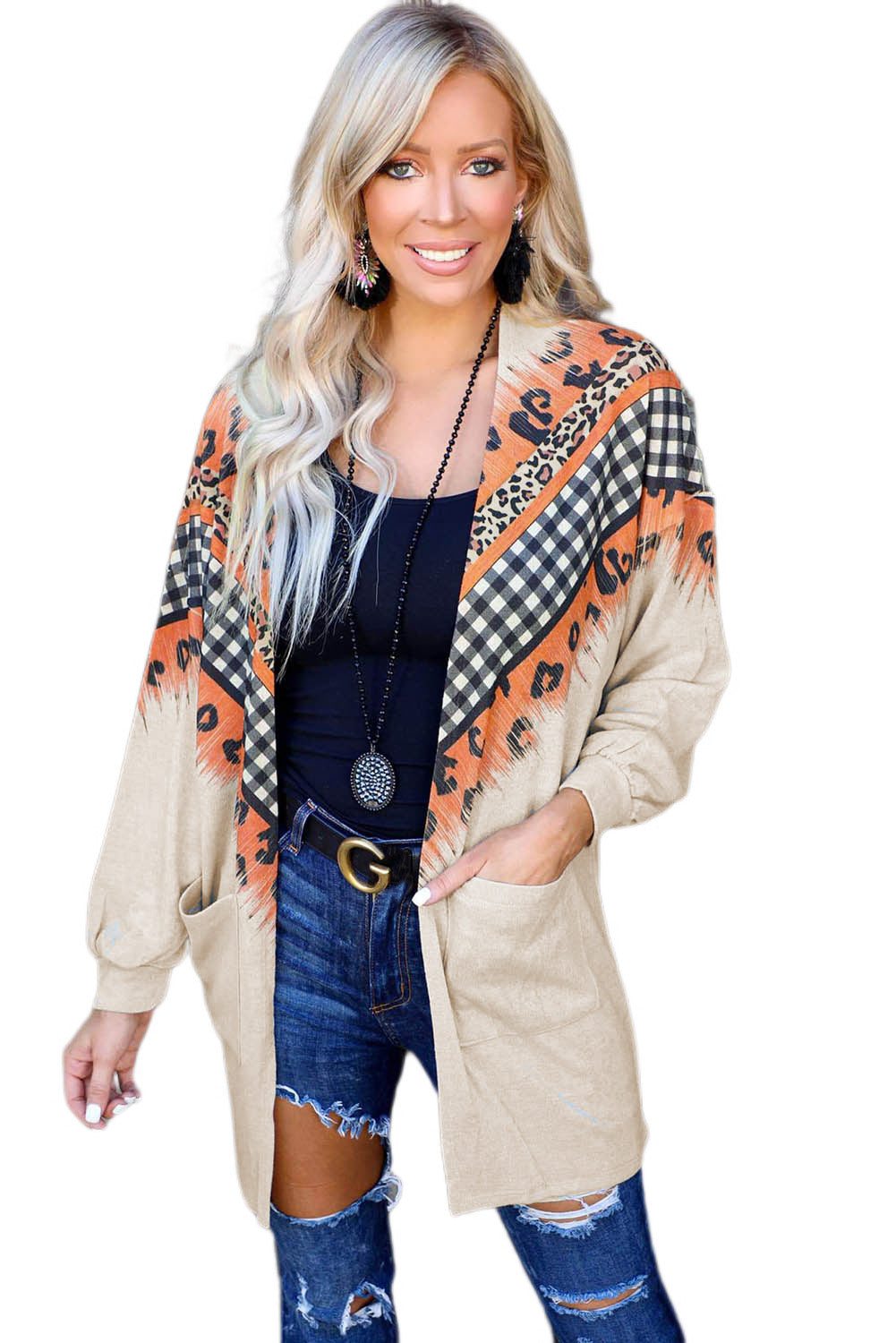 Plaid Leopard Chevron Cardigan