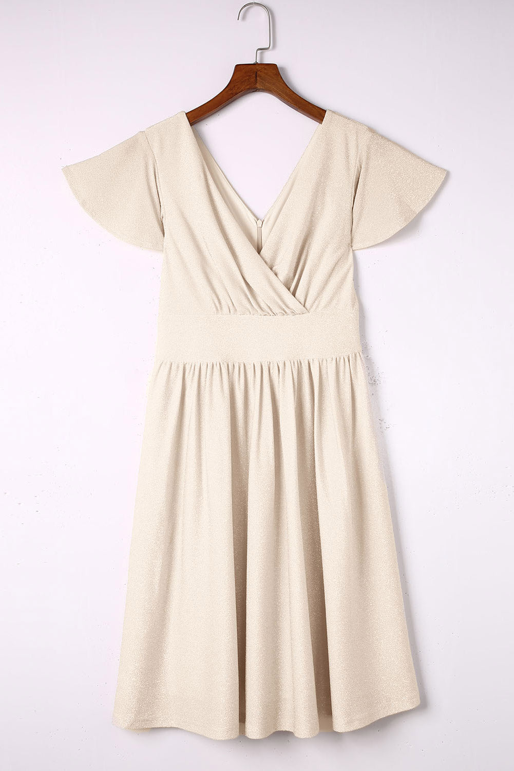 V Neck Wrap Ruched Flowy Midi Dress