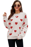 Heart Pattern Ribbed Trim Knit Sweater