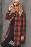 Brown Turn-down Collar Plaid Shirt Coat