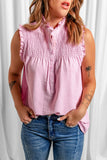 Frilled Tank Top with Buttons