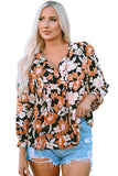 Floral Print 3/4 Sleeve Babydoll Blouse