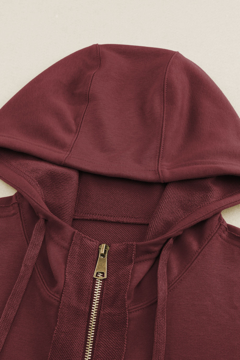 Raw Edge Exposed Seam Full Zip Hoodie