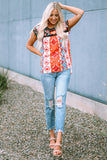 Floral Aztec Geometric Cap Sleeve Top