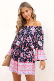 Floral Patchwork High Waist Off Shoulder Romper