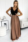 Polka Dot Mesh Overlay Sleeveless Maxi Dress