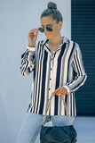 Brown Striped Modern Women Shirt