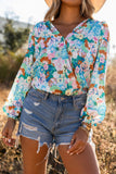 Floral Print Wrap Long Sleeve Bodysuit