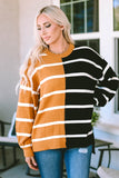 Stripe Oversized Contrast Printed Dropped Shoulder Top