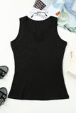 Split Neck Ribbed Knit Tank Top