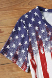 American Flag Inspired Bleached Print Short Sleeve Tee