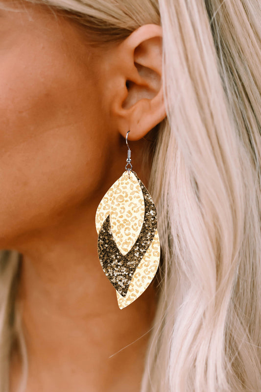 Sequin Leafy Layered Hook Earrings