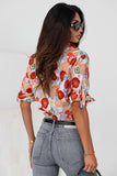 Floral Print Bracelet Sleeve Shirt