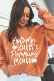 Sweat-shirt oversize côtelé orange Autumn Leaves Pumpkins Please 