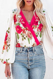 Floral Print V Neck Wrap Bodysuit