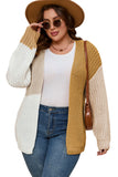 Cardigan blanc en maille bloc de couleur ouvert sur le devant grande taille