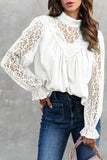 Mock Neck Lace Splicing Long Sleeve Blouse