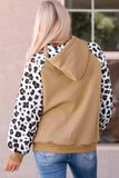 Leopard Bishop Sleeve Hooded Sweatshirt