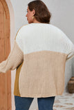 Cardigan blanc en maille bloc de couleur ouvert sur le devant grande taille