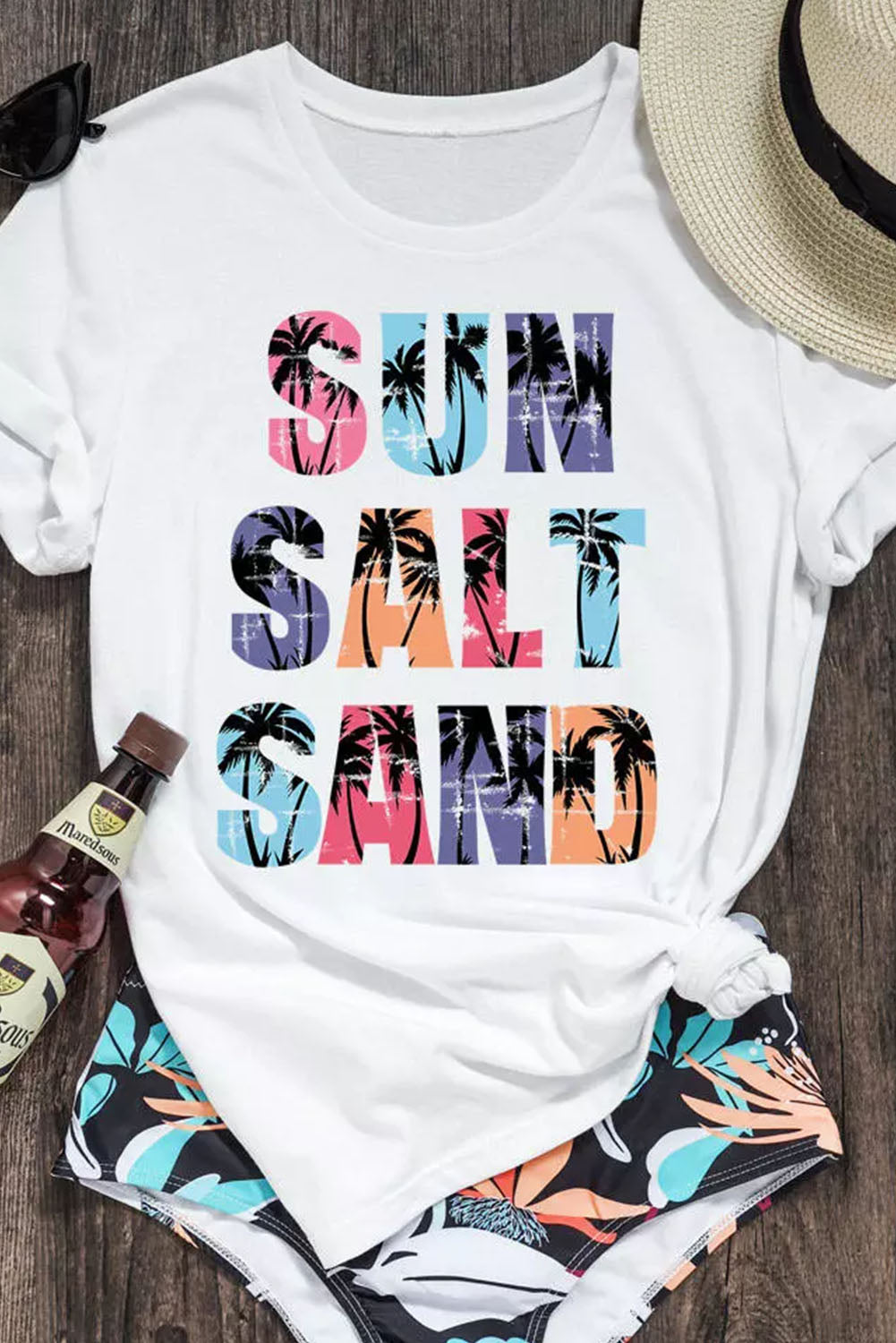 Coconut Tree SUN SALT SAND Graphic Tee