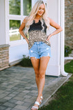 Gradient Leopard Lace V Neckline Tank Top