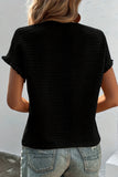Light Pink Solid Textured Ruffled Short Sleeve Blouse