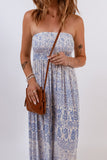 Tube Smocked Wide Leg Floral Jumpsuit