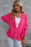 Buttons Front Pocketed Sweater Cardigan