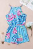 Floral Print Pocketed Frill Sleeveless Romper