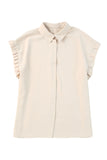 Ruffle Short Sleeve Button Up Shirt