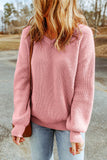 V Neck Drop Shoulder Knitted Sweater