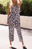 Print Pockets Wide Leg Sleeveless Jumpsuit