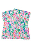 Plant Print Button-up Half Sleeve Beach Cover Up