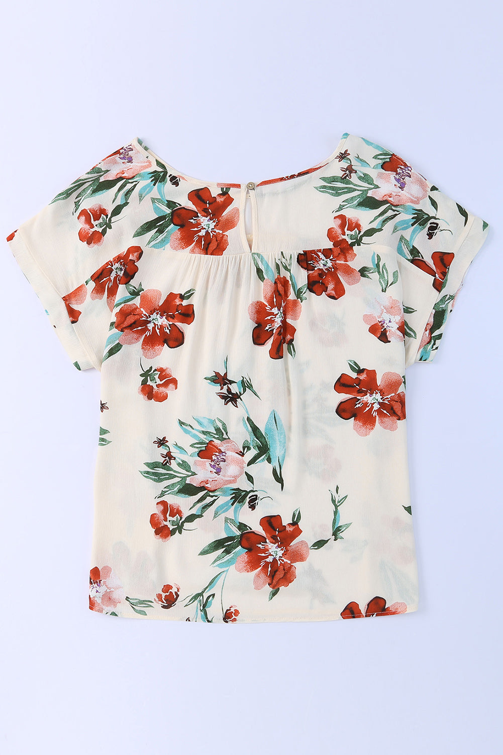 T-shirt Beige à Imprimé Floral Grande Taille