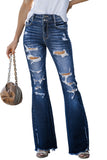 Distressed High Waist Flared Jeans