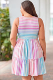 Ombre Striped Sleeveless Tiered Plus Size Dress