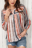 Striped 3/4 Sleeve Blouse