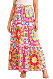 Abstract Floral Pattern Maxi Skirt