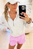 Pink Plaid High Waisted Athletic Shorts