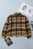 Zip Collar Plaid Pattern Fleece Sweatshirt