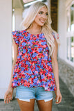 Floral Print Ruffle Tiered Short Sleeve Babydoll Top