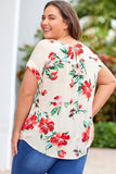 T-shirt Beige à Imprimé Floral Grande Taille