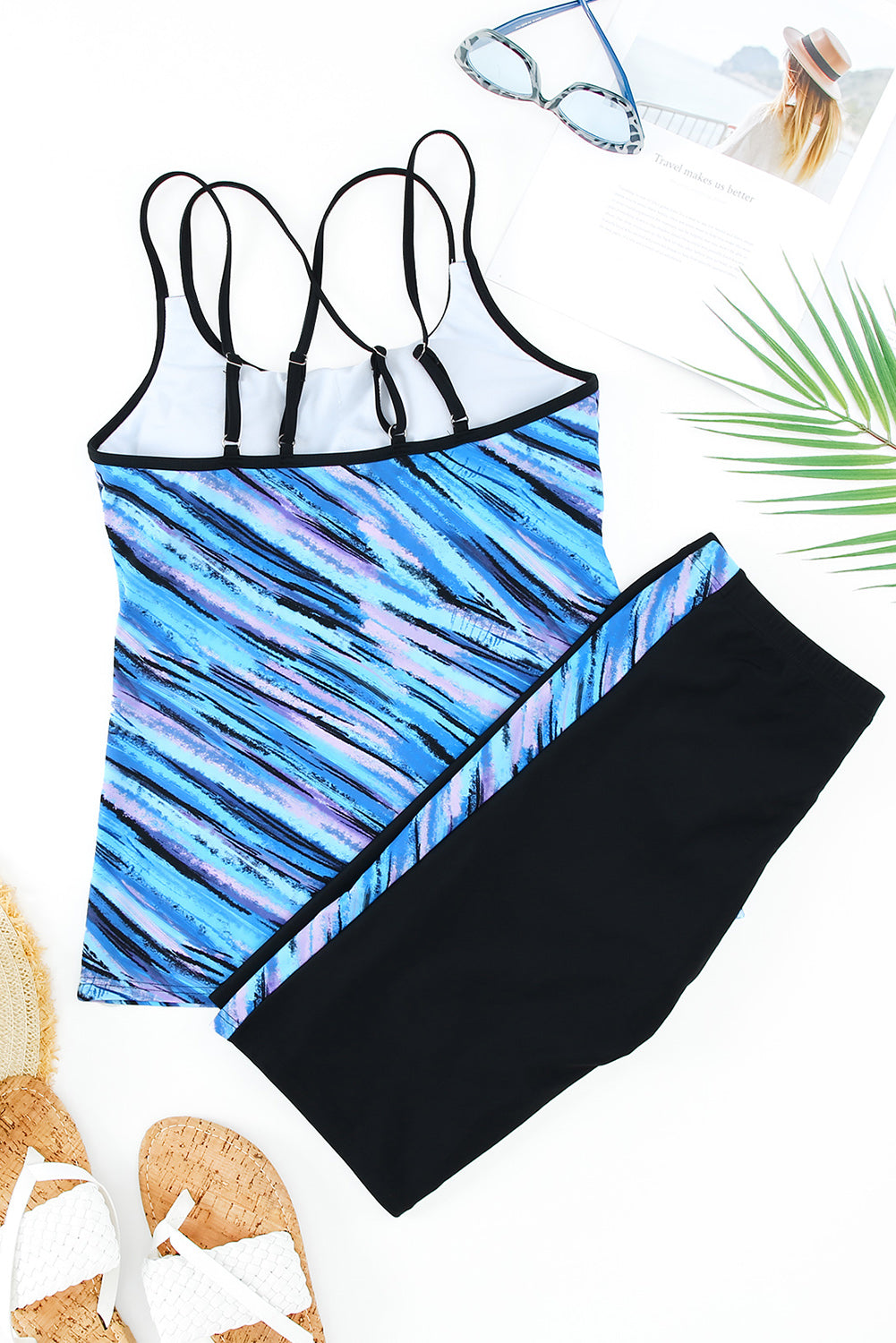 Abstract Print Criss Cross Strappy Two-piece Tankini