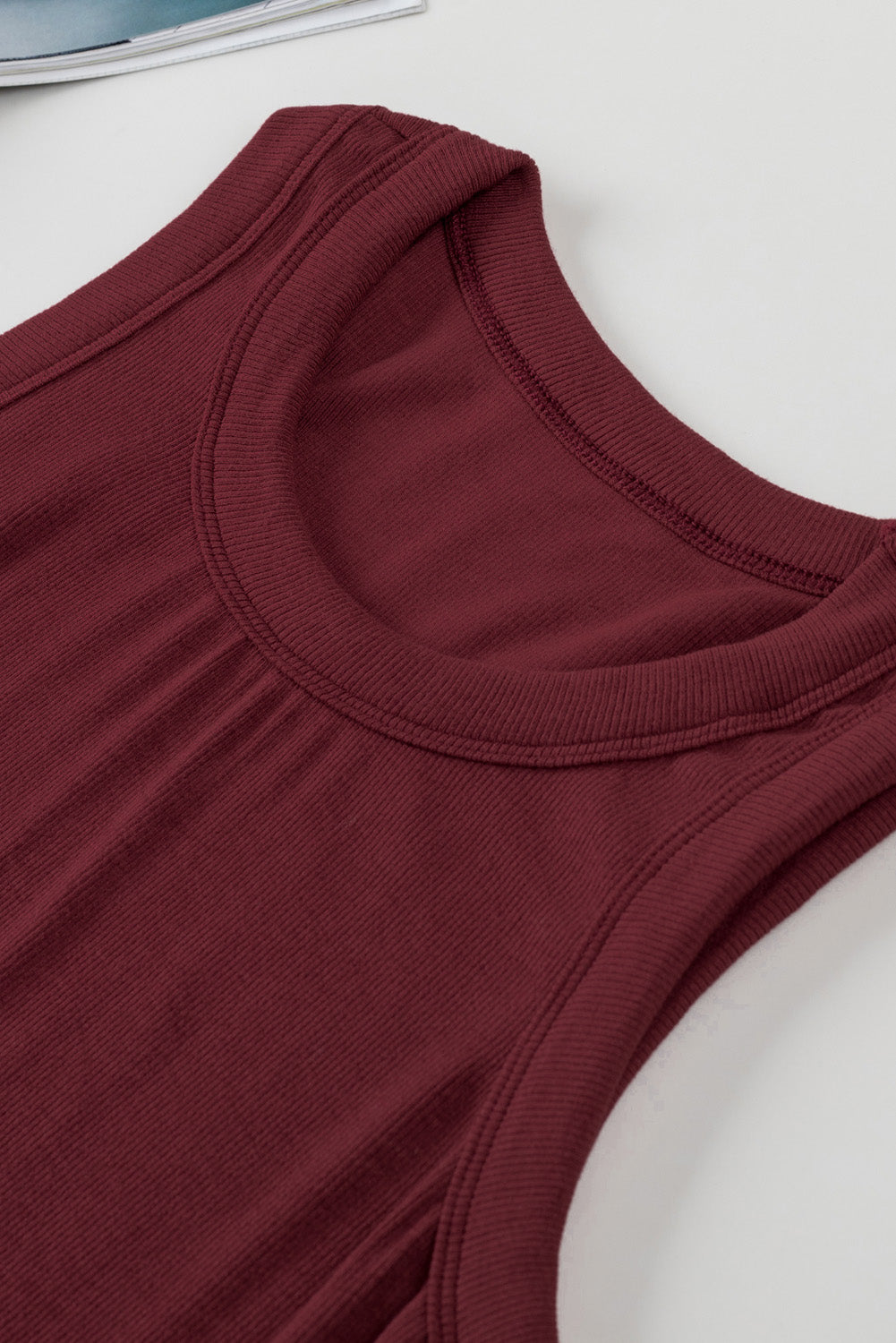 Solid Ribbed Knit Slim Fit Tank Top