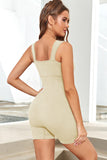 Ribbed Square Neck Padded Sports Romper