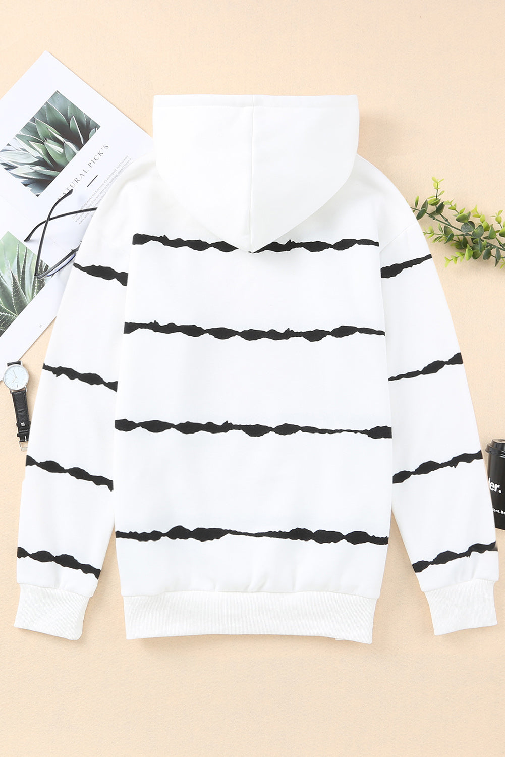 Irregular Striped Kangaroo Pocket Hoodie