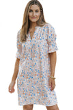 Ruffled Sleeves Abstract Print Shift Dress