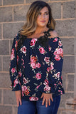 Plus Size Crochet Detail Cold shoulder Floral Blouse