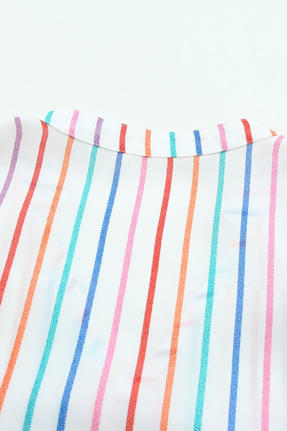 Multicolor Striped Pintuck Tiered Cap Sleeve Blouse